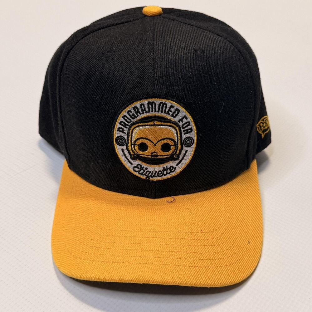 Funko Star Wars C-3PO Hat Cap Snap Back Mens Black Yellow Programmed Etiquette
